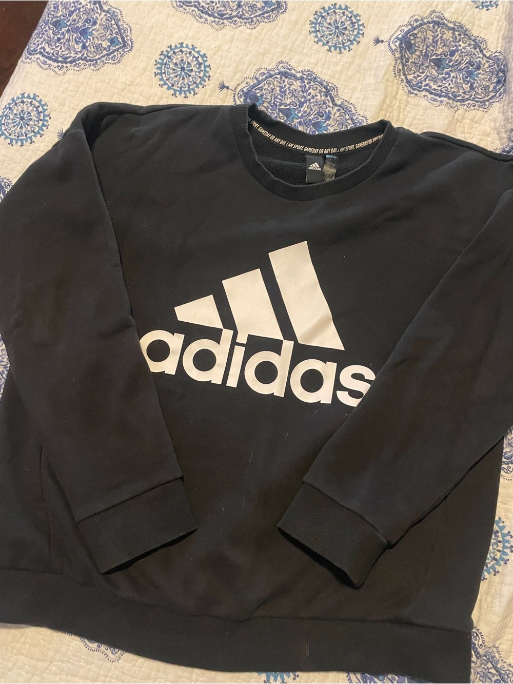 adidas Black Crewneck Sweatshirt with White Trefoil Logo